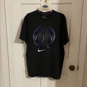 Nike Men's Black Tee with Purple Basketball Graphic
